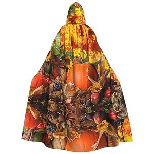 OPSREY Thanksgiving Day Pompoen gedrukt Volwassen Hooded Poncho Mantel Gewaad Party Decoratie Poncho