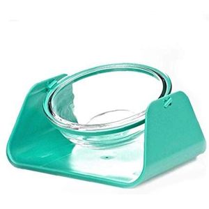 Cat Food Bowl with Stand Blue Tilting Cat Dog Water Bowl Swing Round Dish Bowl Tray Pet Feeding Bowl