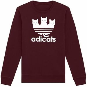 Adicats sweatshirt, uniseks, bedrukt in Frankrijk, 100% biologisch katoen, cadeau voor dieren, origineel grappig, Bordeaux, XS