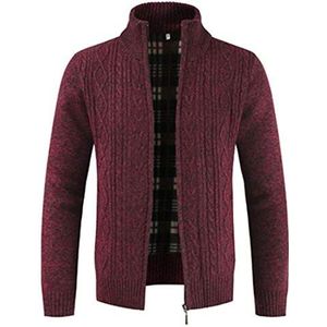 PPPPA herenvest Dikke trui met volledige ritssluiting opstaande kraag warme fleece gevoerde winterjas herenvest fijn gebreid vest met opstaande kraag En