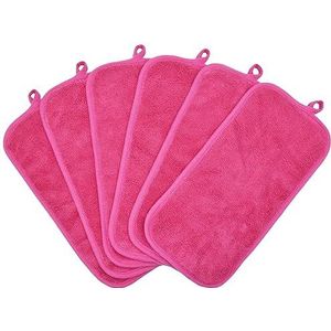 BloomSesame Make-up Remover Doeken voor gezicht, oog, lippen - herbruikbare make-up remover pads zachte microfiber gezichtsreinigingsdoeken 6 x 12 inch 6 Pack (donkerroze)
