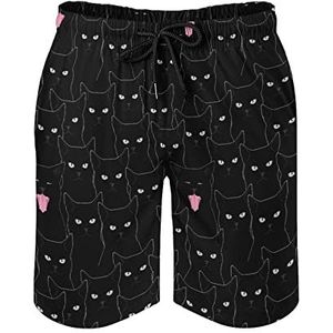Black Cat Zwembroek voor heren, bedrukte boardshorts, strandshorts, badmode, badpakken met zakken, XL