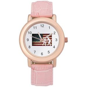 Worstelen VS Amerikaanse vlag klassieke horloges voor vrouwen gemakkelijk te lezen mode grappig grafisch horloge cadeau voor werk workout