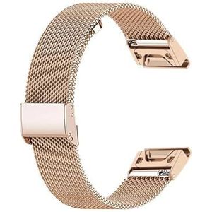 26 22 20 mm mesh horlogeband geschikt for Garmin Fenix ​​7x6 Pro 5S Plus 3 HR roestvrijstalen Milanese armbandband geschikt for Approach S60 S62 (Color : Rose Gold, Size : 20mm Fenix 6S 5S)
