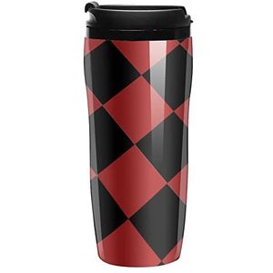 Rode En Zwarte Vierkanten Koffiekoppen Met Deksels Dubbele Muur Plastic Reizen Koffie Mok Verwijderbare Dranken Tumbler 350ml