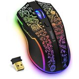 CONNECT IT Gaming muis draadloze Doodle 3 | RGB 4800 DPI ergonomische muis draadloos | 2,4 G USB draadloze gaming muis | 6 programmeerbare toetsen, aanpasbare spelprofielen, lange batterijduur