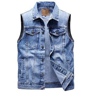 Men's Denim Vest Sleeveless Jeans Jacket with Pockets Outdoors Waistcoat