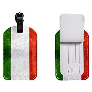 PU Lederen Bagage Tags met Retro Vlag van Italië Print Naam ID Labels voor Reistas Bagage Koffer met Achterzijde Privacy Cover 2 Pack