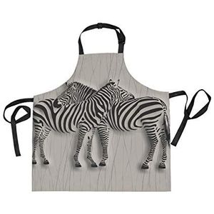 LDIYEU Art Abstract Zebra Schort voor Koken Vrouwen Chef met 2 Zakken Keuken Serveerster Schorten voor Bakken Mannen Jongens Meisjes