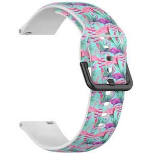 Compatibel met Garmin Forerunner 965, Forerunner 955/955 Solar, Forerunner 945/945 LTE (aquarel roze flamingo tropische bloemen) 22 mm zachte siliconen sportband armband armband, Siliconen, Geen