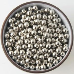 Sieraden bevindingen Diy Metalen Kralen Goud Kleur/Rhodium/Brons Toon Gladde Bal Spacer Kralen Voor Sieraden Maken 2/2.5/3/4/5/6/8/10mm-Zilver Toon-5mm 200 stuks