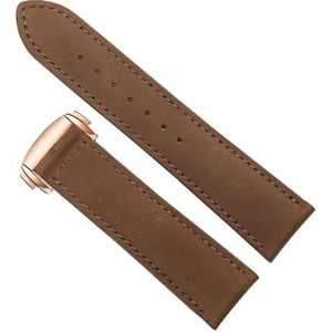 dayeer Echt lederen horlogeband voor Omega Frosted horlogekettingband met vouwgesp (Color : Brown-rosegold, Size : 22mm)