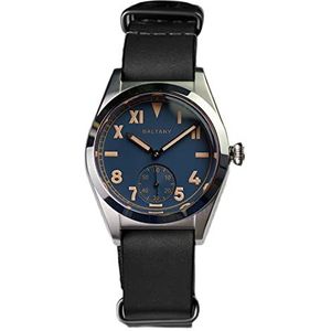 Baltany ST1701 Herenhorloge, retro, automatisch, klassiek saffierglas, roestvrij staal, mechanisch horloge, 36 mm, Zwart Blauw, Armband