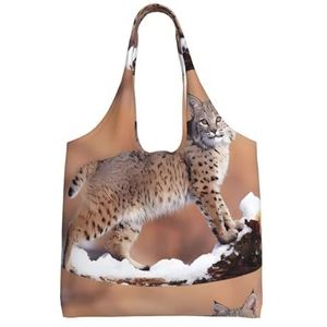 XIAOYANS Canada Lynx Extra Grote Capaciteit Schouder Canvas Tas Voor Winkelen Reizen Dagelijks Gebruik, Zwart, Eén maat