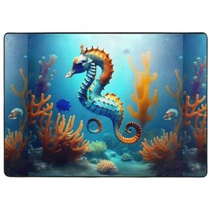UPIKIT Seabed Coral Seahorse gezichtsdoek absorberende antislip vloermat 203 x 148 cm voor woonkamer slaapkamer yogamat kruipmat