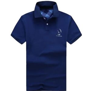 Mannen T-shirts Mannen Ademend Plus Size Turn-Down Kraag Polos Shirt Mannen Solid Shirt, Donkerblauw, XXL