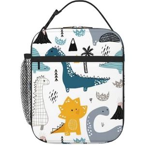 MYGANN Cartoon Dinosaurus Kids Unisex met Afneembare Draagbare Webbed Geïsoleerde Lunch Tas voor Werk Reizen Camping