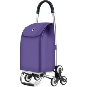 Boodschappentrolley Boodschappentrolleys Boodschappenwagen Lichtgewicht Boodschappentrolley Opvouwbaar 6 Ronde Grote Capaciteit Shopper Winkeltrolley Boodschappentas(Purple)