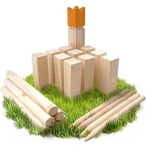 Ocean5 Kubb Mini Goud - Behendigheidsspel - Buiten - Handbeschilderd - Inclusief Tas