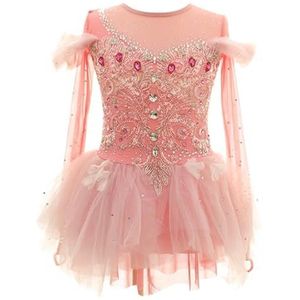 Kunstschaatsjurk For Meisjes, Mesh Rok Met Rits Op De Rug, Ijsdanskostuum, Aanpasbaar(4XL)