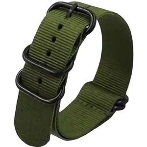 Horlogeband, 18/20/22/24mm Mannen Vervanging Zwarte Ring Gesp Nato Militaire Nylon Canvas Horlogeband armband Accessoires (Color : Army Green_18mm)