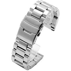 Solide verdikking 5,5 mm 316L roestvrijstalen horlogebanden Zilver 22 mm 24 mm 26 mm metalen horlogeband (Color : Silvery, Size : 22mm)