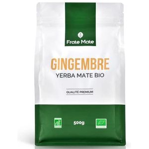 Fraté Maté Ginger 500 g High Quality | Yerba Mate rich in vitamins and antioxidants | 100% Organic Farming and leaves with stems
