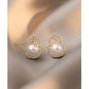Zirkoon Tarwe kwast hanger gouden kleur U-vormige oorbellen voor vrouwen nieuwe mode creatieve meisjes partij sieraden-ED942