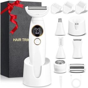 Scheerapparaat voor dames, 5-in-1 intieme scheerapparaat voor vrouwen, elektrisch scheerapparaat met USB-laadstation, elektrisch scheerapparaat voor dames