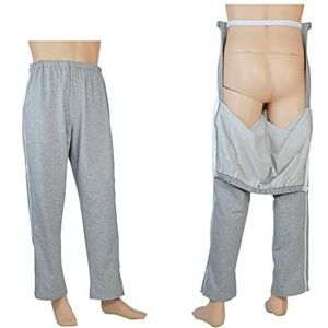 Patiënt Broek Kleding voor invaliditeit Oudere Chirurgie Patiënten, Gemakkelijk te dragen en uit te nemen, voor breuk, incontinentie, Bedlegerige patiënten Ziekenhuis/Home Care Verpleging Aid, Menlightgray, M