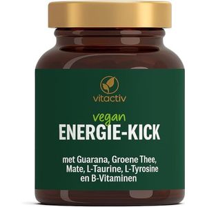 VITACTIV Energie Kick - 90 Guarana-capsules met mat, groene thee, L-tyrosine, L-taurine plus B-vitaminen, energiecapsules, 100 mg cafeïne booster, veganistisch, hoge dosis