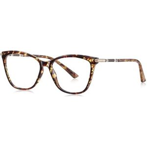 moomoobird Cat Eye Bril voor Vrouwen Metaal TR90 Frame Retro Bril Frame Vrouwelijk, Luipaard met helder