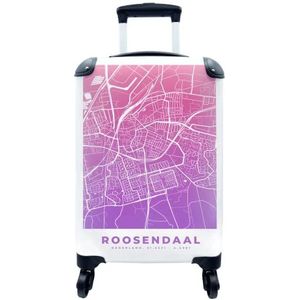 MuchoWow® Koffer - Stadskaart - Roosendaal - Paars - Past binnen 55x40x20 cm en 55x35x25 cm - Handbagage - Trolley - Fotokoffer - Cabin Size - Print