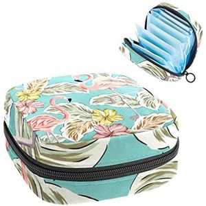 Vrouwen Maandverband Pads Handtas Dames Menstruatie Cup Pouch Meisjes Draagbare Tampon Opbergtas Flamingo Periode Pouch met Rits, Meerkleurig, 4.7x6.6x6.6 in/12x17x17 cm, Toilettas