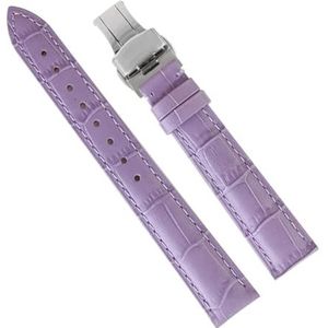 dayeer Dames lederen horlogebanden voor PP Horlogeband voor Omega Horlogeband voor Tissot Lady-armband (Color : Purple silver, Size : 16mm)