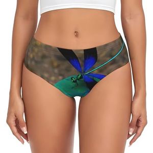 yagDAA Zwart En Blauw Dragonfly Print Dames Ondergoed Zachte Elastische Bikini Slips Knickers Dames Hipster Slipje Onderbroek, Zwart, XS