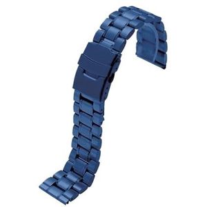 Roestvrij staal gebogen uiteinde metalen band 18 mm 20 mm 22 mm 24 mm geschikt for Seiko SKX007 geschikt for Rolex luxe armband horlogebandaccessoires (Color : Blue-Curved, Size : 18mm)