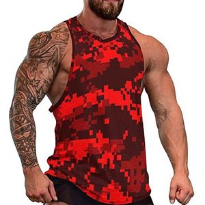 Rode Camouflage Heren Tank Top Mouwloos T-shirt Trui Gym Shirts Workout Zomer Tee