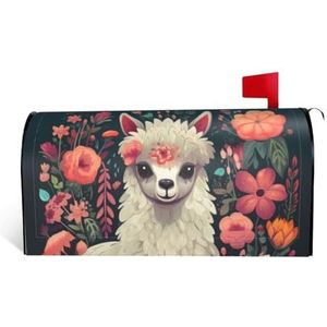GTKSYNVE Leuke lama bloemen brievenbushoezen magnetische standaardmaat 25,5 x 21 inch decoratieve brievenbus wraps waterdichte brievenbus cover gepersonaliseerde brievenbushoezen voor tuin