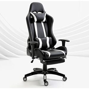 SVITA Gamingstoel, bureaustoel, draaistoel, voetsteun, kleurkeuze (wit)