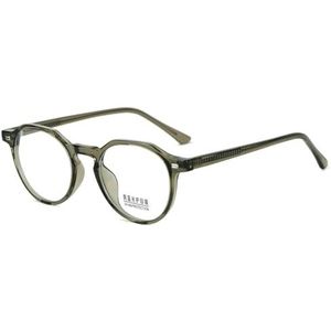 moomoobird Anti-blauw licht glazen mannen vrouwen retro bril ronde glazen montuur TR90 montuur bril, Groen Met Helder, Large