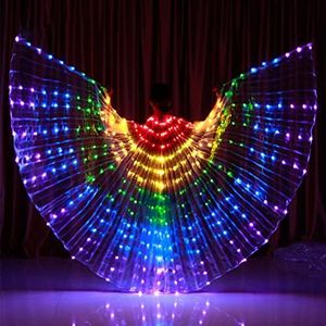 Vlindervleugels, feeënvleugels vleugels van Isis voor kinderen, buikdansvleugels met led-verlichting en uittrekbare staaf, lichtgevende prestatiekleding voor Halloween en kerstfeesten (kleurrijk)