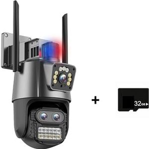 Bewakingscamera, 9MP 4K HD IP Camera Drie Lens Dual Screen PTZ Camera Auto Tracking Beveiliging CCTV Camera 4MP P2P Video Surveillance(9MP Add 32G)