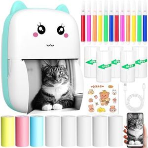 KDISHKRA Mini Printer - Bluetooth Thermische Printer voor Smartphone, Foto's, Stickers en Etiketten, Zonder Inkt, Snel Printen van Notities, Webpagina's en Afbeeldingen（Blauw)