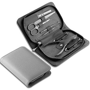 Nagelknipperset manicureset, professionele nagelknipperset manicureset, 8-delige roestvrijstalen nagelverzorgingsset pedicure verzorgingsset, met lederen reisetui Pedicurehulpmiddelen voor voeten (Co