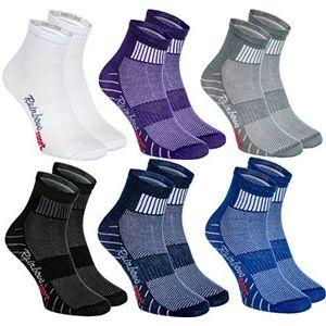 Rainbow Socks - Man Vrouw Kleurrijk Katoenen Sneaker Sportsokken - 6 Paar - Wit Paars Grijs Marineblauw Zwart Jeans - Maat EU 44-46