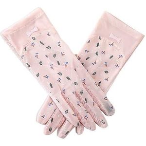 Zonnebrandhandschoenen Vrouwelijke dunne ademende anti-ultraviolette stretch korte handschoenen Rijden Rijden Ijskanthandschoenen (Color : Sakura powder, Size : One size fits all)