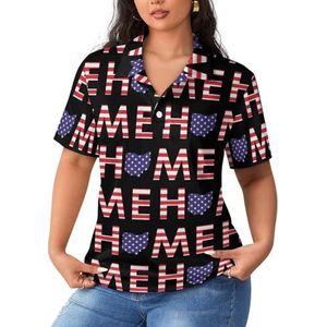 Amerikaanse vlag van huis in Ohio State dames sportshirt korte mouw T-shirt golfshirts tops met knopen workout blouses