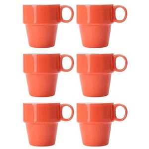 cups 6-delige kleurrijke keramische mokset, Bone China koffiekopjesset, multifunctionele magnetronbestendige drinkbeker for thuiscommercieel koffie (Color : Orange)