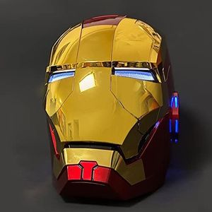Iron Man Nieuwe MK5 1:1 Helm Kinderen Halloween Party Full Face Mask Film Live-action Voice Head Cover Toy Super Heroes Wearable Model Party Kostuum Accessori,Gold-One size